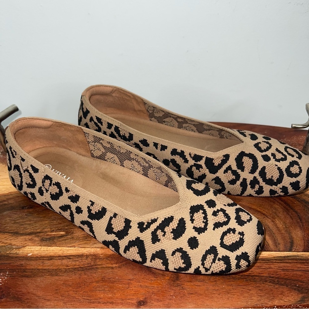 VIVAIA Leopard Print Knit Flats Square Toe Comfortable Slip On Shoes Women’s 9 - Picture 6 of 12